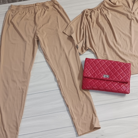 Women Solid Color V-Neck Long-Sleeved Top Casual Two-Piece Sets - Picture 3 of 15